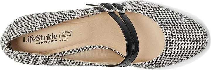 LifeStride True Women's Shoes Black/Bone Houndstooth : 6.5 W (C), Synthetic - Image 2