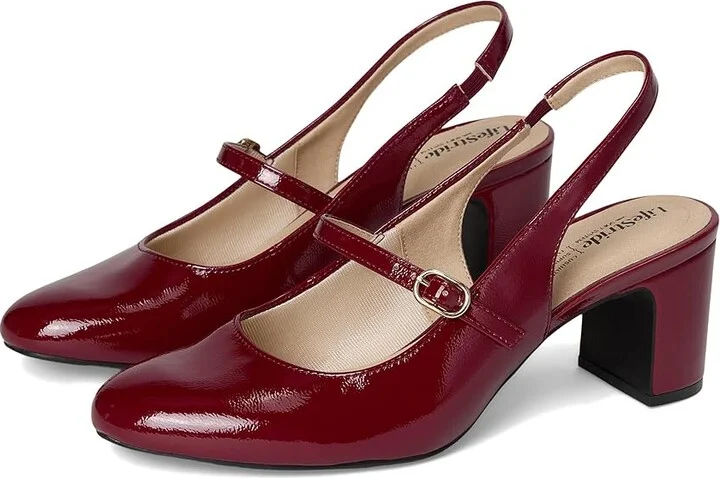 LifeStride Trust Strappy Shoes Women's Shoes Dark Cherry Patent : 9.5 W (C), Leather