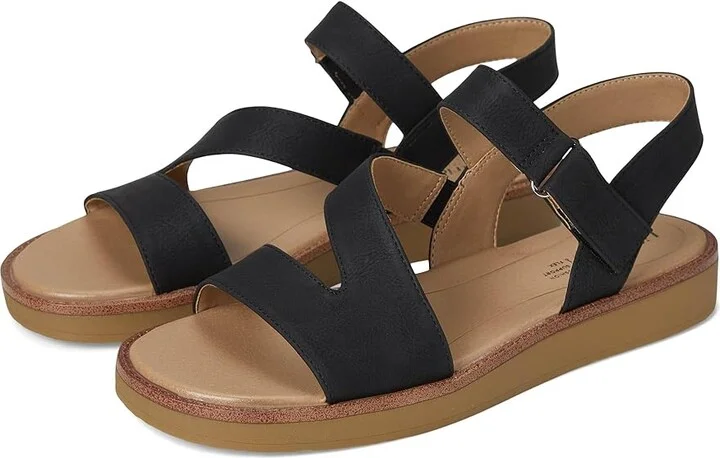 LifeStride Waverly Sandals Women's Flat Shoes Black Faux Leather : 6.5 M (B)