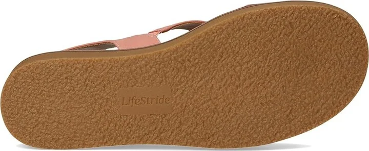 LifeStride Waverly Sandals Women's Flat Shoes Coral Pink Faux Leather : 7.5 W (C) - Image 3