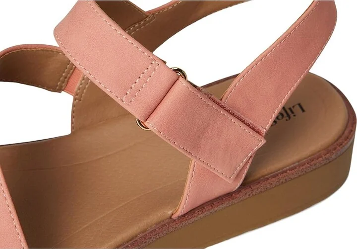 LifeStride Waverly Sandals Women's Flat Shoes Coral Pink Faux Leather : 7.5 W (C) - Image 7