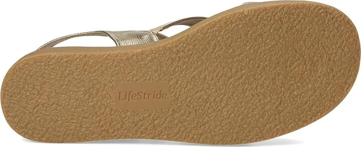 LifeStride Waverly Sandals Women's Flat Shoes Gold Faux Leather : 9 M (B) - Image 3