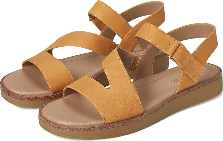 LifeStride Waverly Sandals Women's Flat Shoes Inca Gold Faux Leather : 6 W (C)