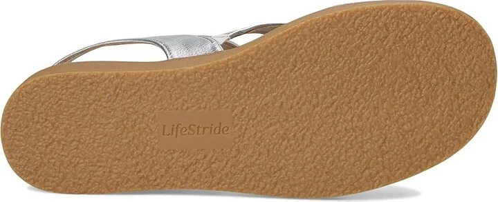 LifeStride Waverly Sandals Women's Flat Shoes Silver Faux Leather : 9.5 M (B) - Image 3