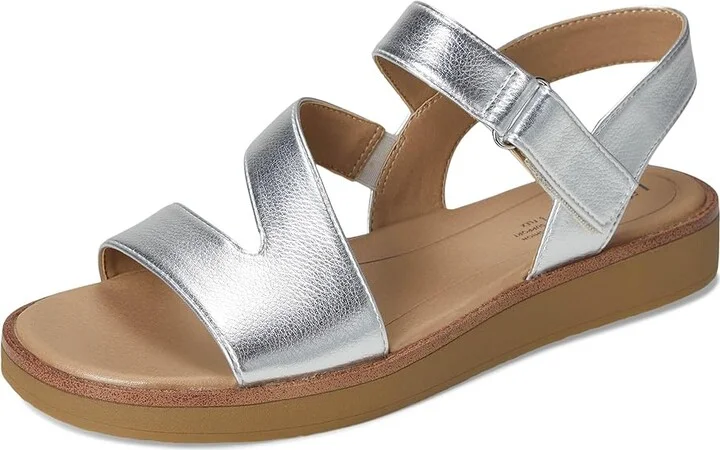 LifeStride Waverly Sandals Women's Flat Shoes Silver Faux Leather : 9.5 M (B) - Image 5