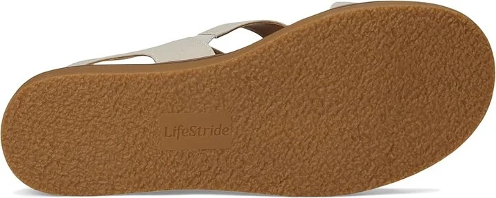 LifeStride Waverly Sandals Women's Flat Shoes Stone Beige Faux Leather : 6 M (B) - Image 3