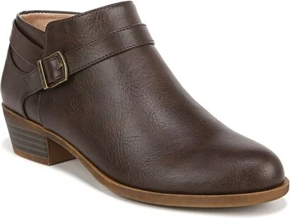 LifeStride Womens Alexander Block Heel Ankle Booties Dark Brown 8.5 W