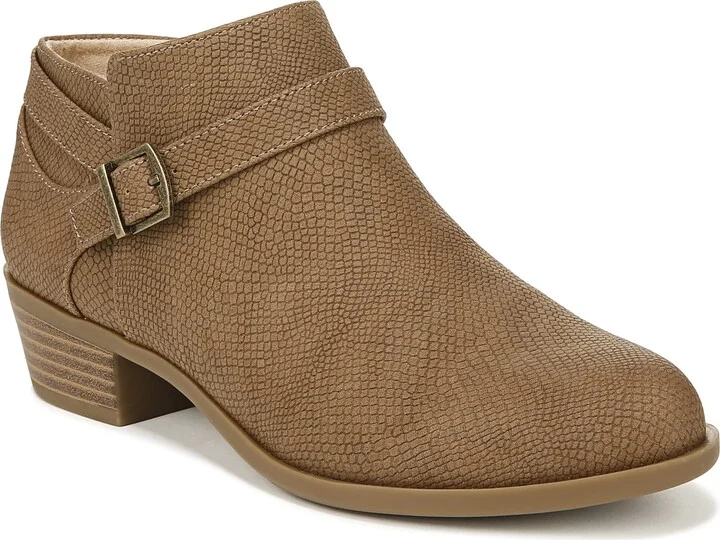 LifeStride Womens Alexander Block Heel Ankle Booties Mushroom Snake 8.5 W