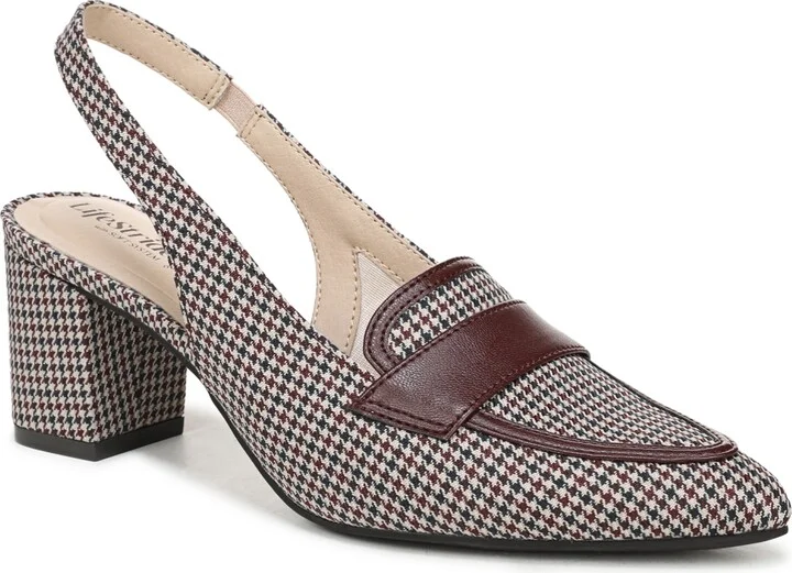 LifeStride Women's Angel Pointed Toe Block Heel Slingback Pumps