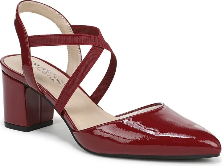 LifeStride Women's April Block Heel Ankle Strap Slingback Pumps