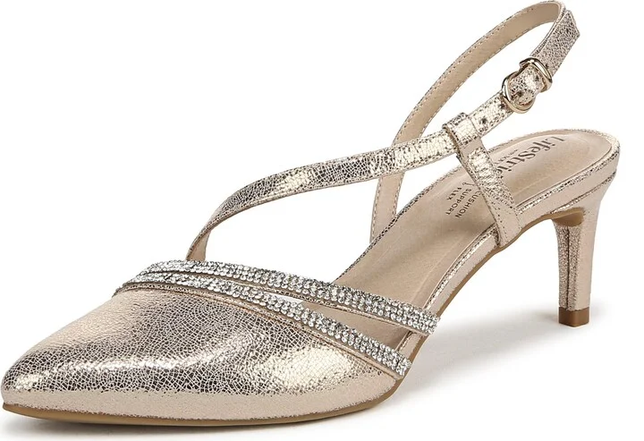 LifeStride Womens Arlo 2 Pump Platino Gold Faux Leather 8.5 W