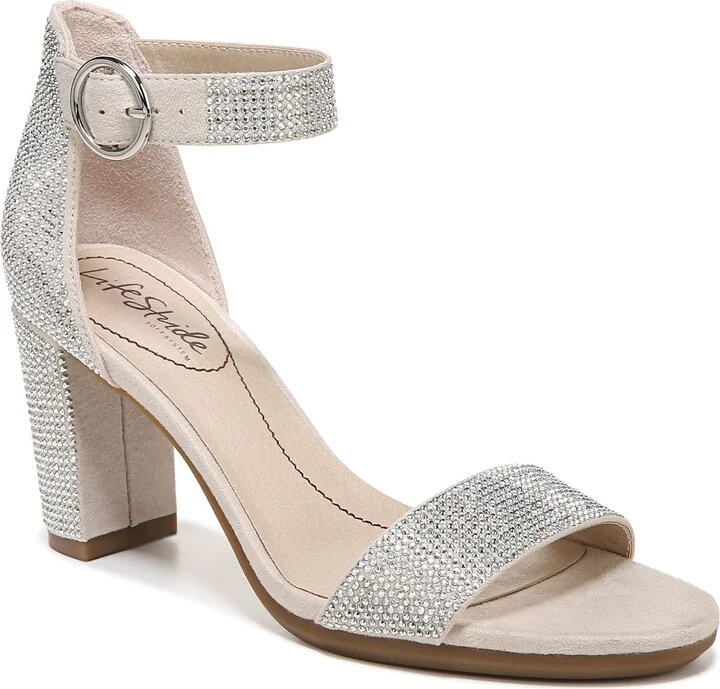 LifeStride Womens Averly Glitz Dress Sandal Almond Milk Sparkle 6.5 M