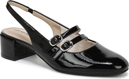 LifeStride Women's Beatrice Slingback Block Heel Black Patent 9 M
