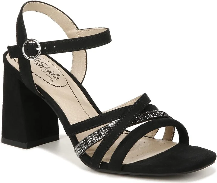 LifeStride Womens Belle Block Heel Strappy Dress Sandals Black 7.5 M