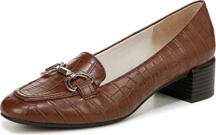 LifeStride Womens Bliss Block Heel Loafer Cocoa Brown 7 M