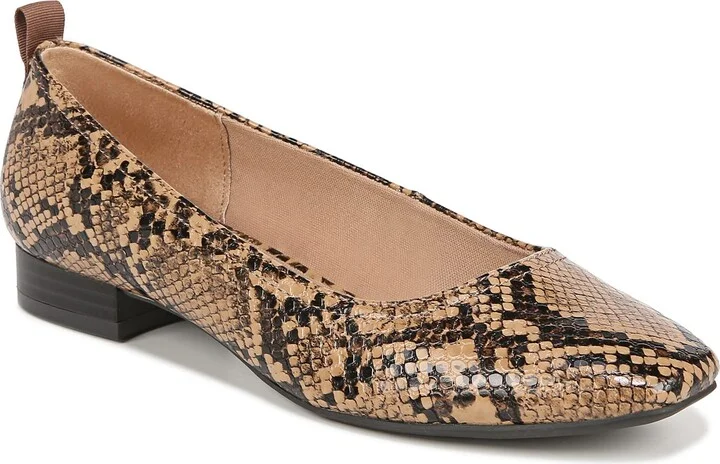 LifeStride Womens Cameo Slip On Ballet Flats Mocha Snake 10 M