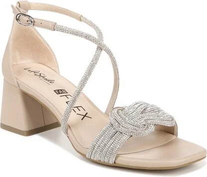 LifeStride Womens Captivate Strappy Block Heel Dress Sandals Tender Taupe 6 W