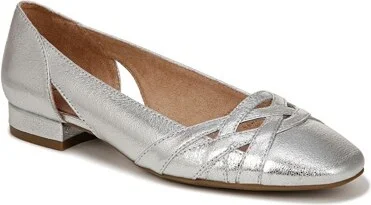 LifeStride Women's Carmen Ballet Flats Silver Metallic 8 W