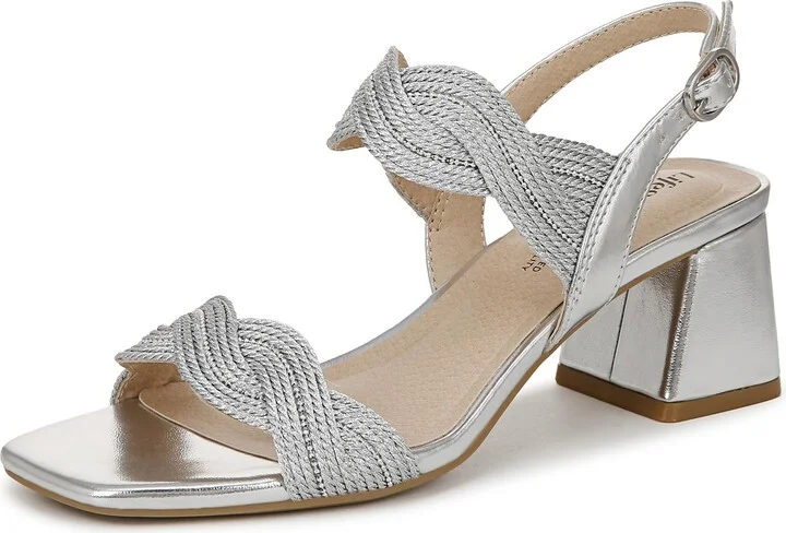 LifeStride Womens Charnelle Heeled Sandal Silver Metallic 10 M