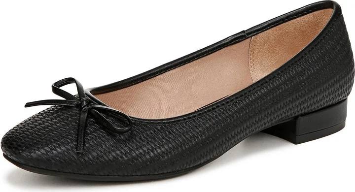 LifeStride Womens Cheers Woven Ballet Flat Black 11 M