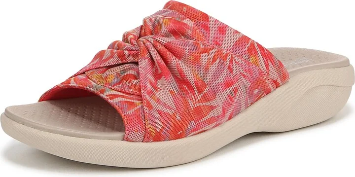 LifeStride Women's Cherish Slide Sandal Coral Multi Island Palm Print 8.5 W