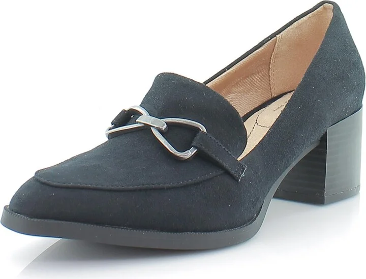 LifeStride Womens Devyn 2 Block Heel Loafer Black Fabric 11 W