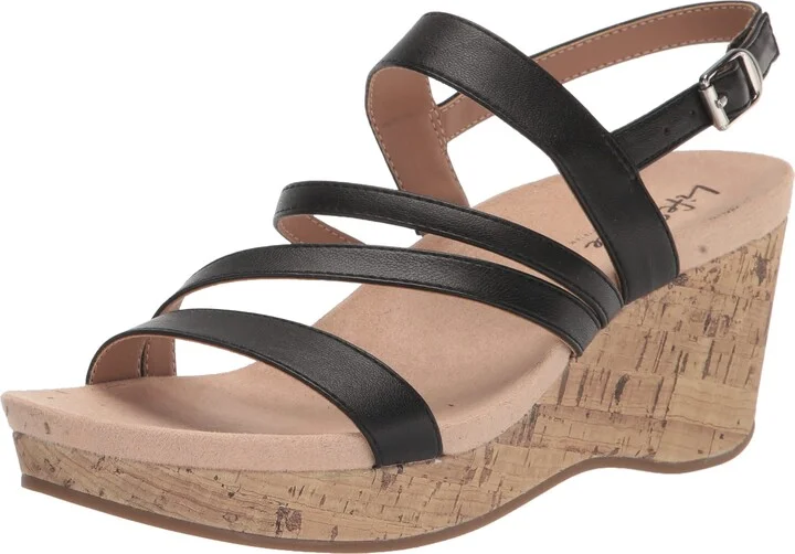 LifeStride Womens Discover Strappy Platform Wedge Sandal
