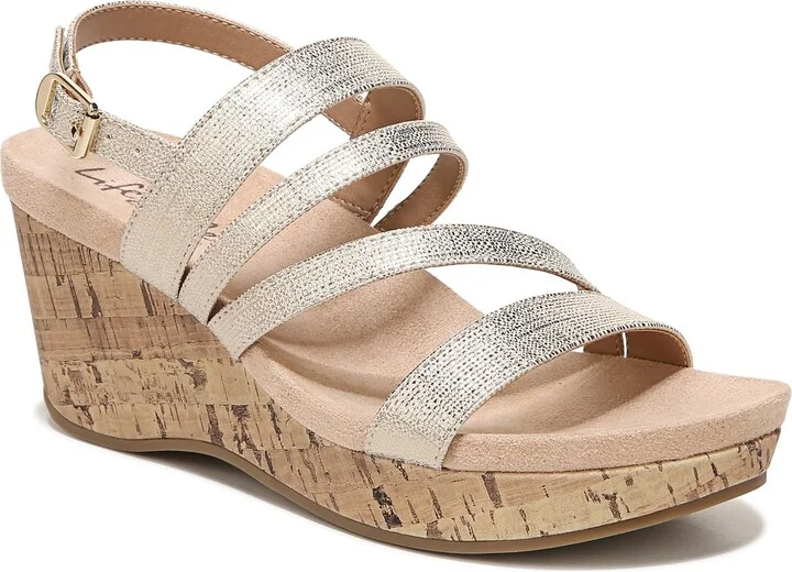 LifeStride Womens Discover Strappy Platform Wedge Sandal