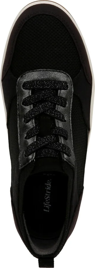 LifeStride Women's Dynamic Washable Platform Slip On Sneakers - Black Knit Fabric/Microsuede - Image 4