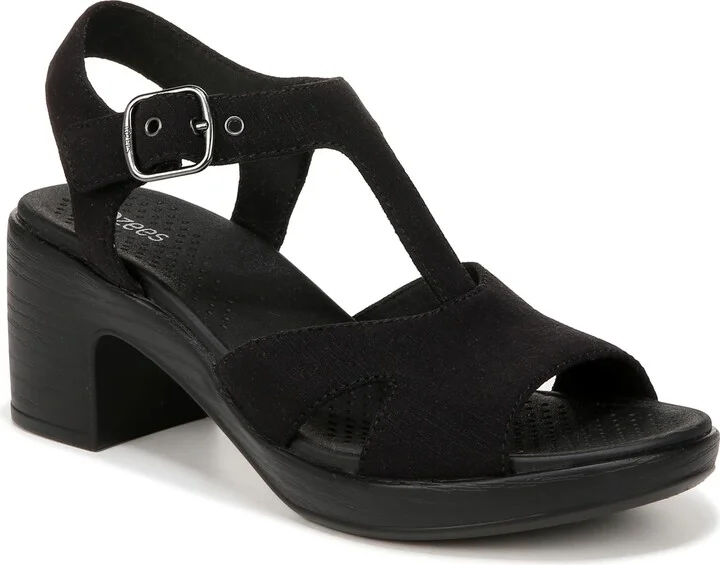 LifeStride Women's Everly Strappy Sandals Heeled Sandal Black Denim 6.5 W