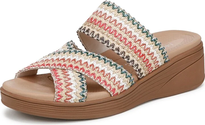 LifeStride Women's Fiona Wedge Sandal Natural Multi Raffia 8.5 W