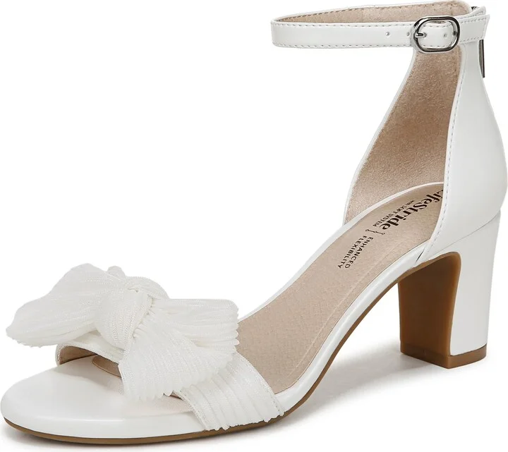LifeStride Womens Florence Bow Heeled Sandal White 8 M