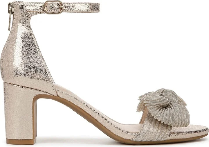 LifeStride Women's Florence-Bow Two Piece Block Heel Ankle Strap Sandals - Platino Faux Leather/Fabric - Image 2