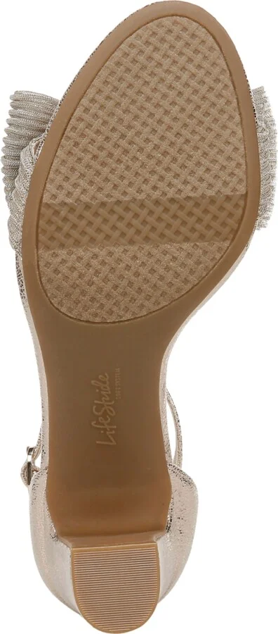 LifeStride Women's Florence-Bow Two Piece Block Heel Ankle Strap Sandals - Platino Faux Leather/Fabric - Image 5