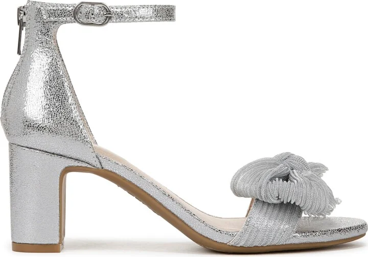 LifeStride Women's Florence-Bow Two Piece Block Heel Ankle Strap Sandals - Platino Faux Leather/Fabric - Image 6