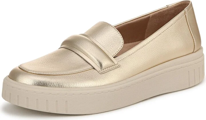 LifeStride Womens Geneva Loafer Flat Gold Metallic 12 W