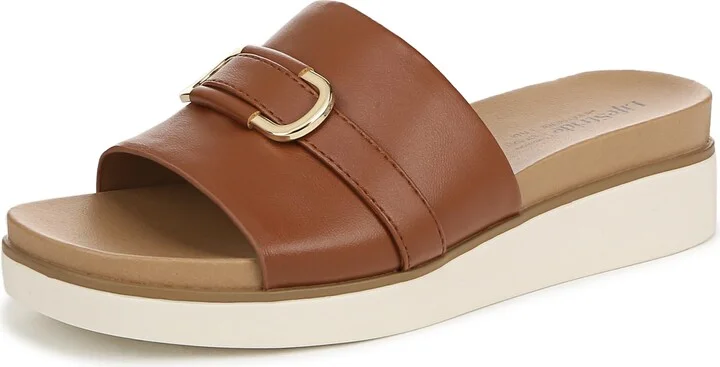 LifeStride Womens Genevieve Slide Sandal Tan 9 W