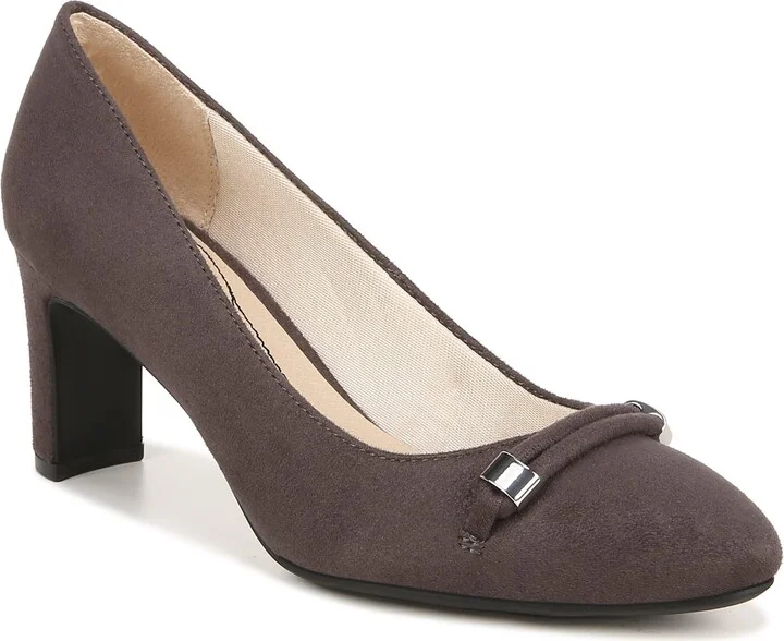 LifeStride Womens Gianna Block Heel Dress Pumps Stone Grey 10 W