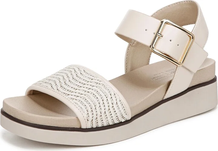 LifeStride Womens Gillian 2 Sandal Creme Beige Faux Leather 6.5 W