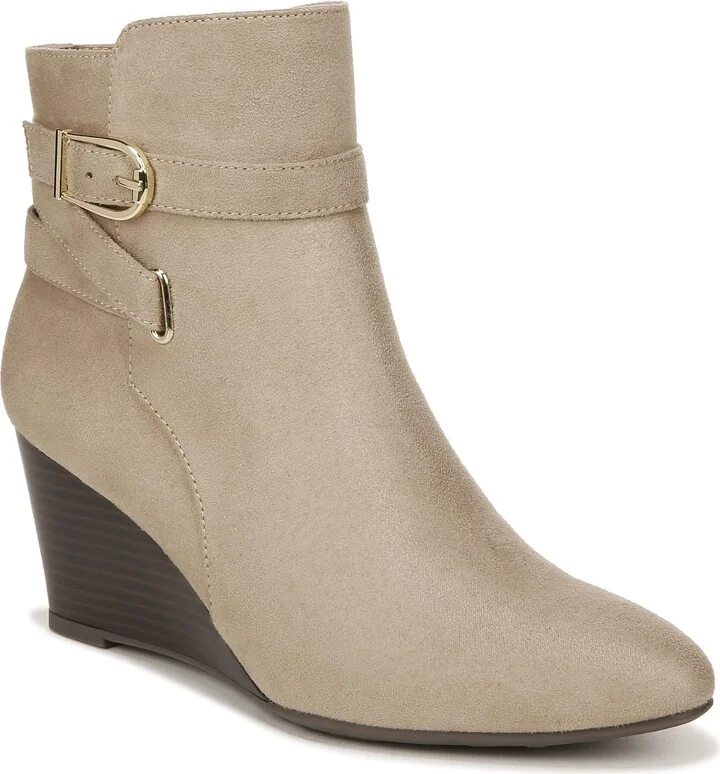 LifeStride Womens Gio Boot Wedge Heel Ankle Booties Dover Beige 6.5 W