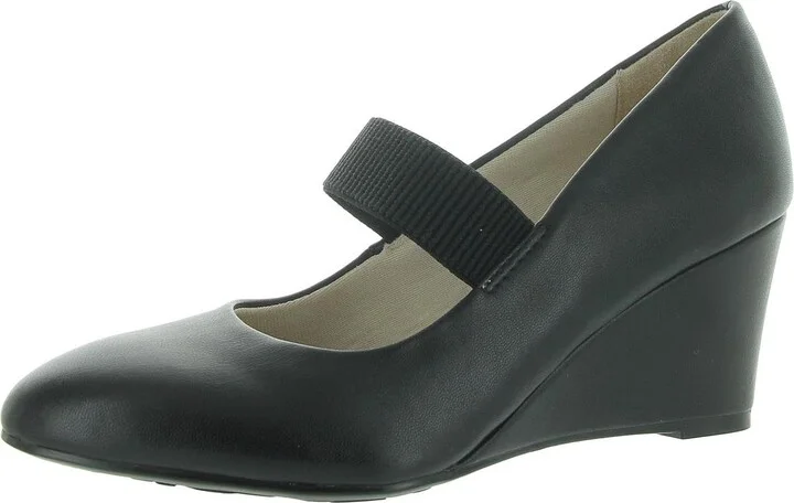 LifeStride Womens Gio MJ Wedge Pump Black Smooth 8 W