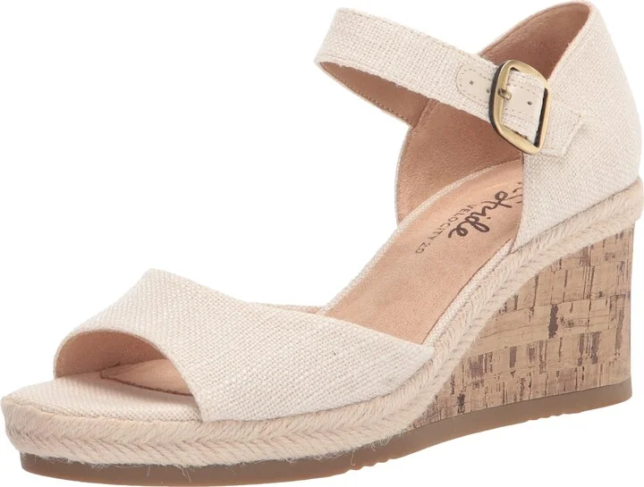 LifeStride Womens Go For It Wedge Sandal Cream 9.5 M