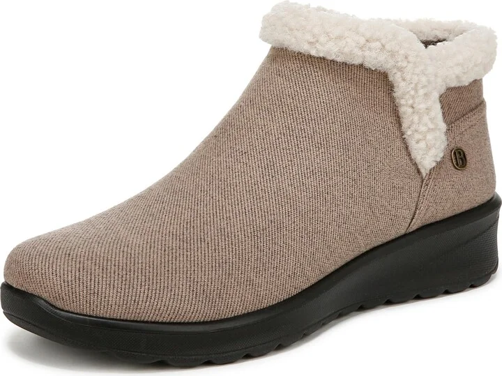 LifeStride Women's Greeting Fleece Ankle Bootie Ankle Boot Brown Twill Fabric 9 W