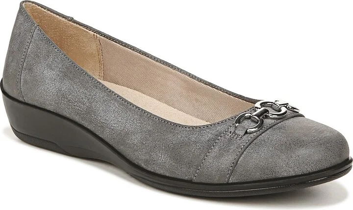 LifeStride Womens Ideal Slip On Ballet Flats Charcoal 9.5 W