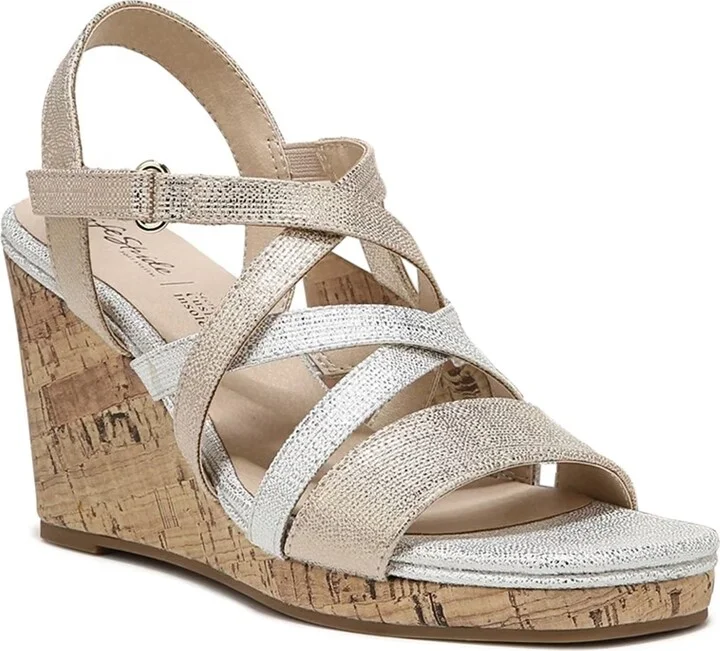 LifeStride Womens Indigo Strappy Wedge Sandal