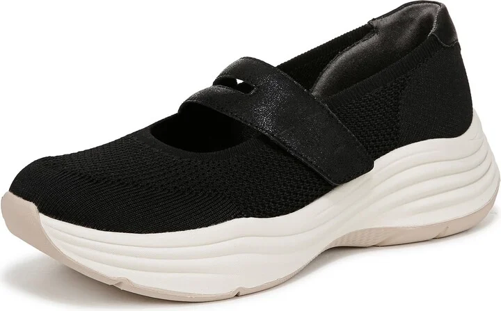 LifeStride Women's Intuition Knit Mary Jane Flat Black 7 W