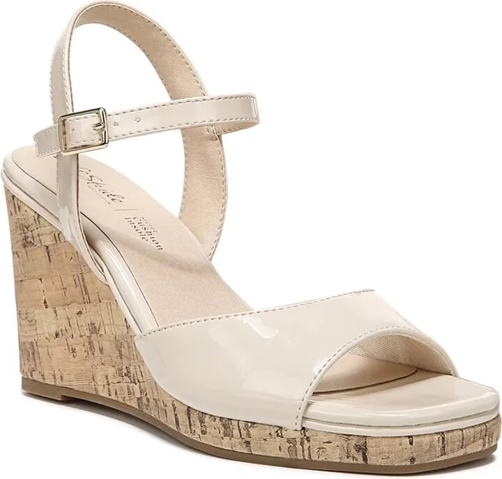 LifeStride Womens Island Time Wedge Sandal Almond Milk Patent 11 M