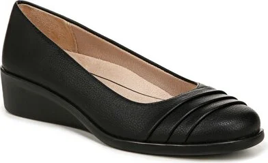 LifeStride Women's Jenna Slip-On Wedge Loafer Black 7.5 M