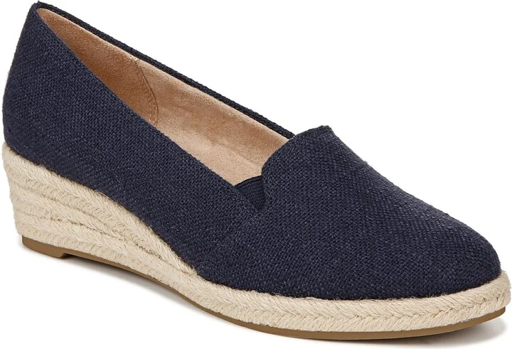 LifeStride Womens Kamilla Wedge Espadrilles Lux Navy Linen 8.5 W