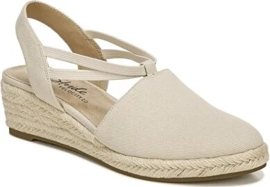 LifeStride Women's Katrina 2 Espadrille Wedge Sandal Almond Fabric 6 M